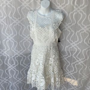 BCBGMaxazria White Crochet Lace Cocktail Dress